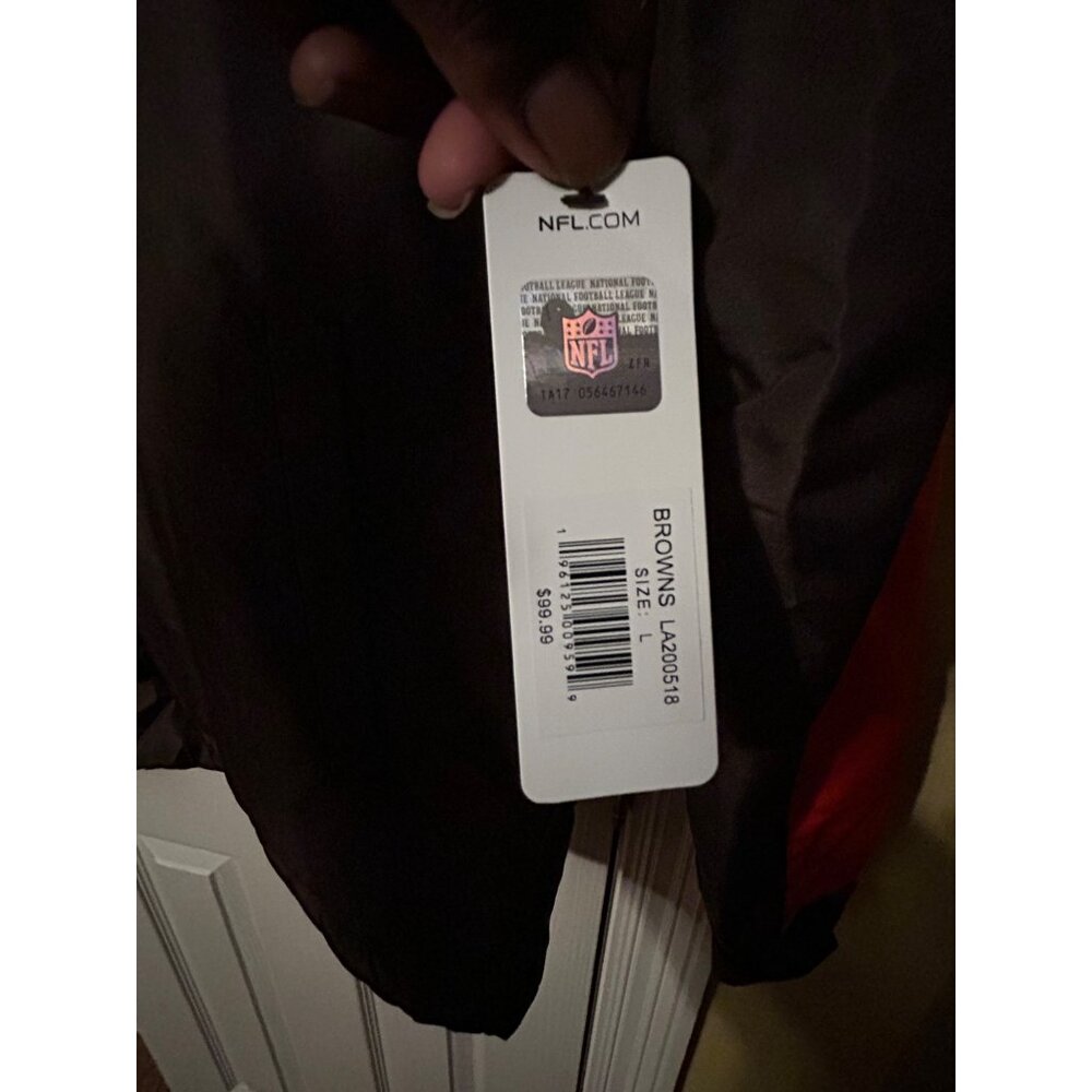 Cleveland Browns NFL Hooded Jacket L Red & Brown Polyester - Picture 3 of 7